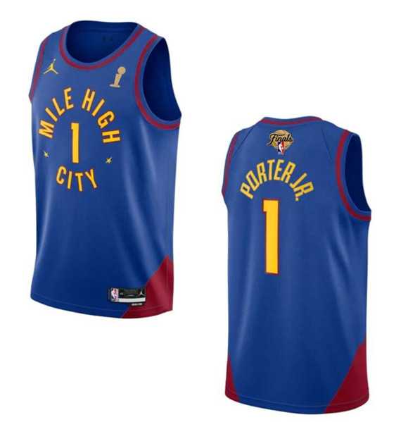 Men%27s Denver Nuggets #1 Michael Porter Jr. Blue 2023 Finals Champions Statement Edition Stitched Basketball Jersey->dallas mavericks->NBA Jersey